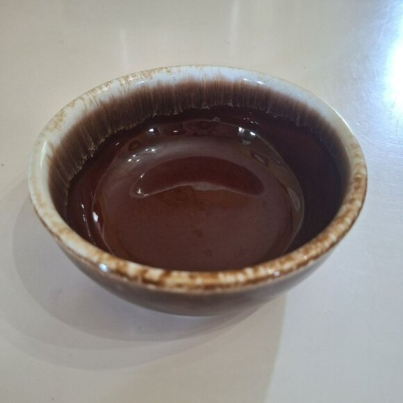 Hull Small Bowl 5 Inch Brown Drip Glaze Vintage USA Pottery Dessert Ice Cream - Picture 2 of 6